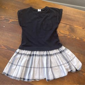 Burberry Plaid dress 12/18 mo black and cream lightweight casual dress.